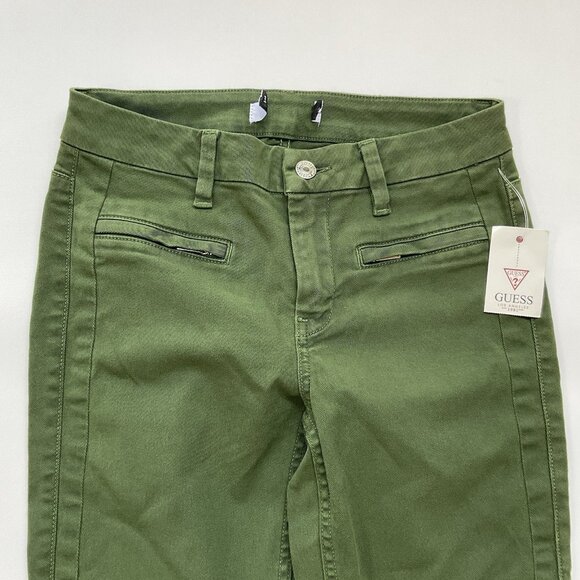 Guess Women’s Athletic Zip Skinny Jean In Olive Ankle Zip Cropped Leg Size 27 - Picture 5 of 13
